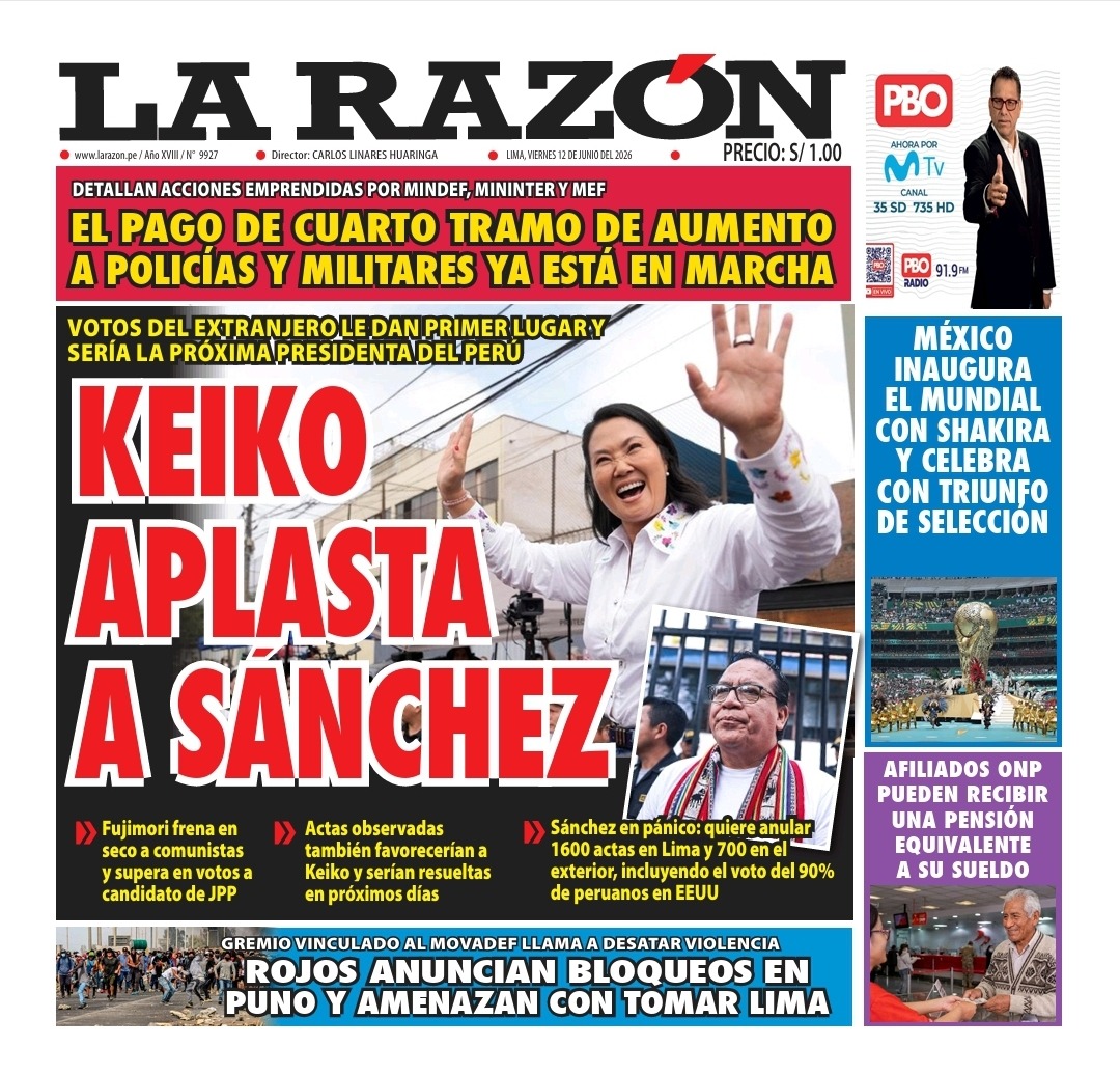 Portada Diario La Razón (12/06/2026)