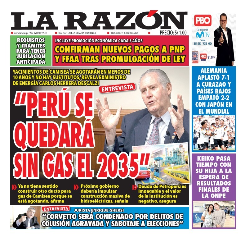 Portada Diario La Razón (15/06/2026)