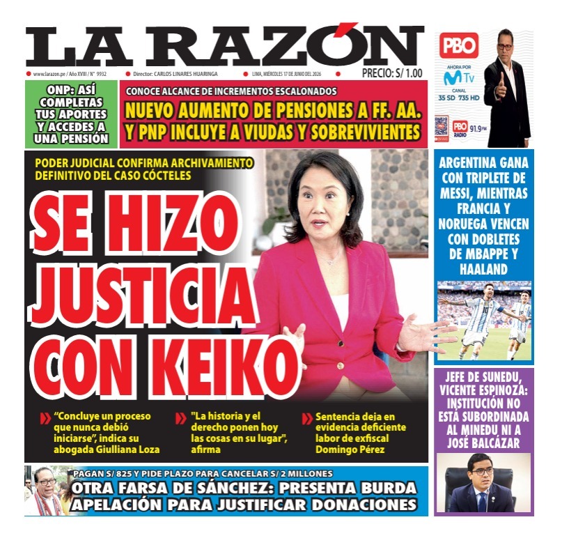 Portada Diario La Razón (17/06/2026)