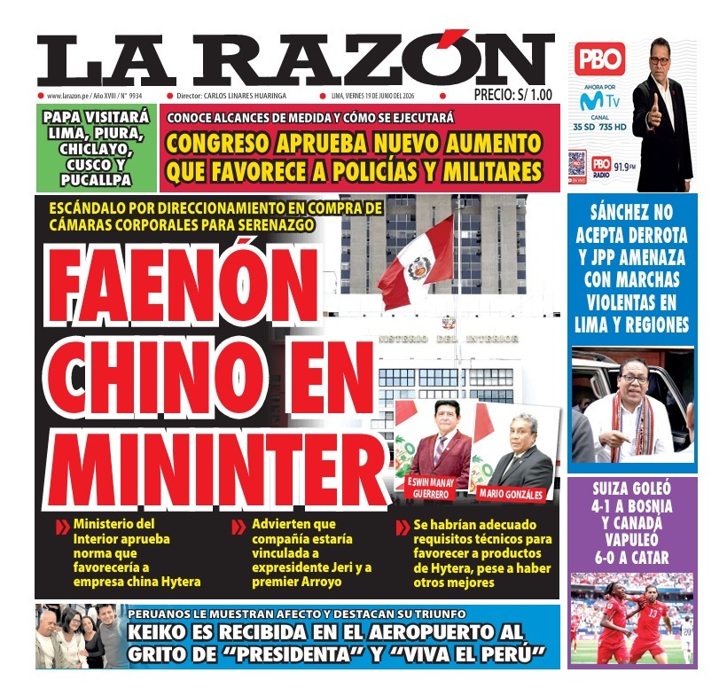 Portada Diario La Razón (19/06/2026)