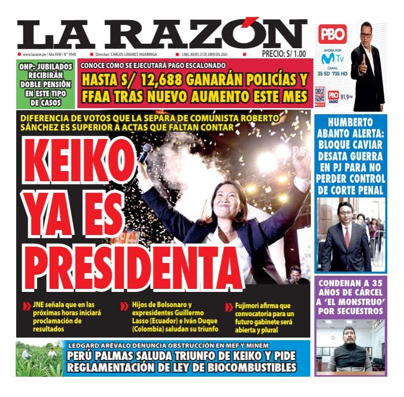 Portada Diario La Razón (25/06/2026)