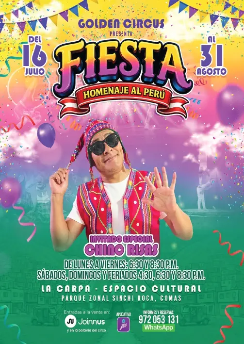 ¡Un show imperdible!: Golden Circus presenta “Fiesta: Homenaje al Perú” con el Chino Risas