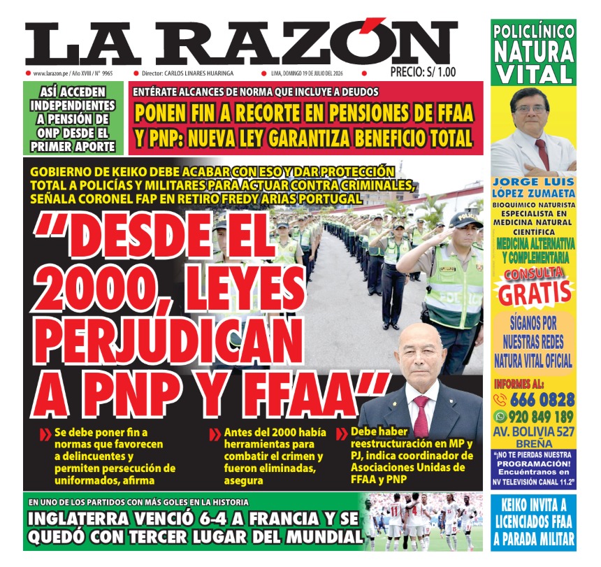 Portada Diario La Razón (19/07/2026)