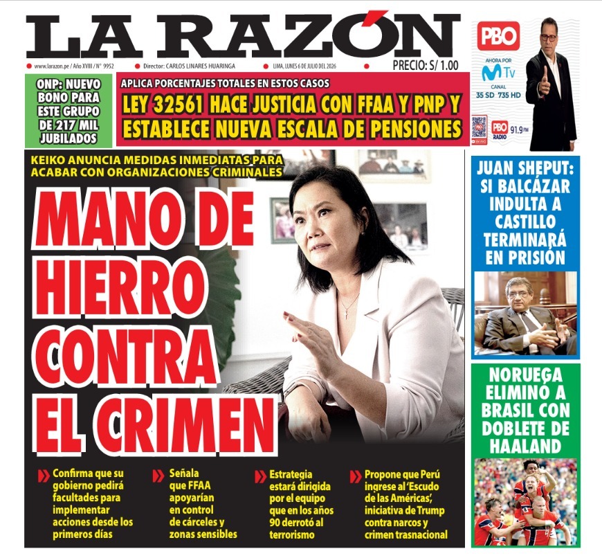 Portada Diario La Razón (6/07/2026)