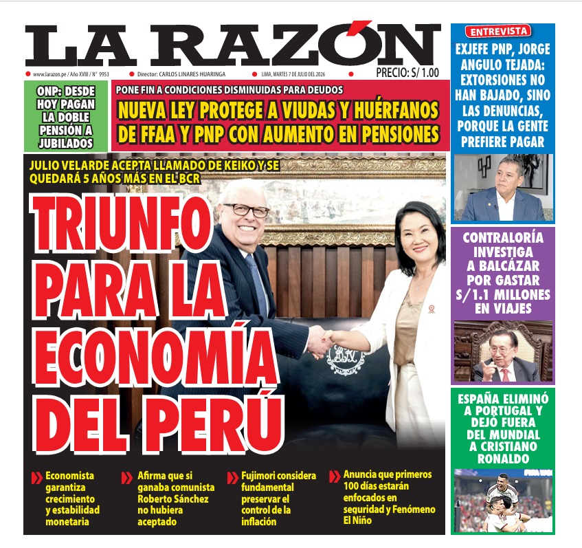 Portada Diario La Razón (7/07/2026)