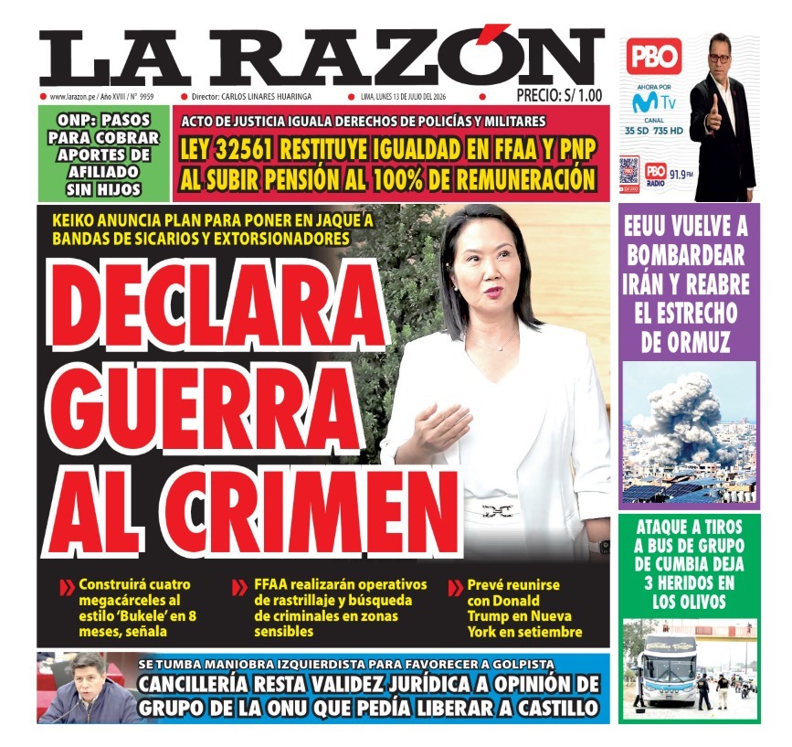 Portada Diario La Razón (13/07/2026)