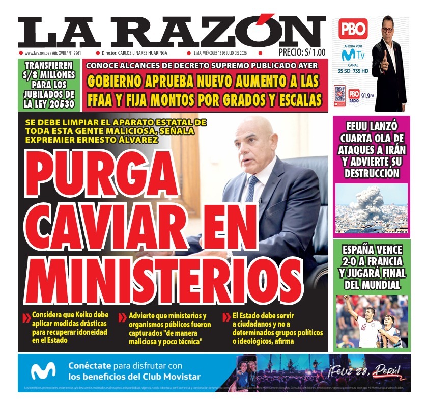 Portada Diario La Razón (15/07/2026)