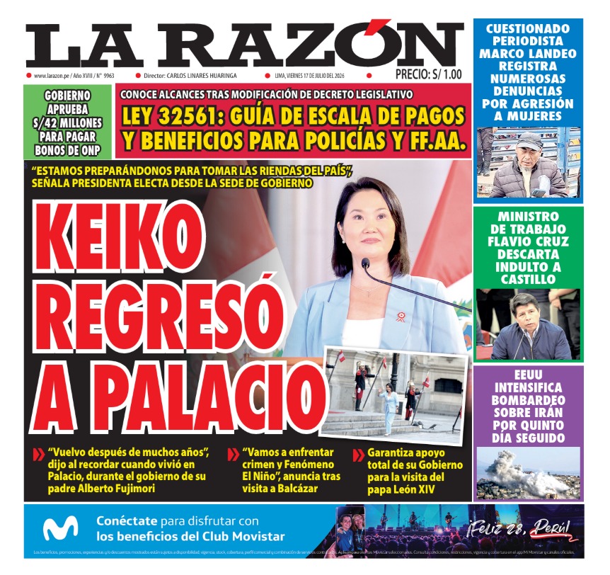 Portada Diario La Razón (17/07/2026)