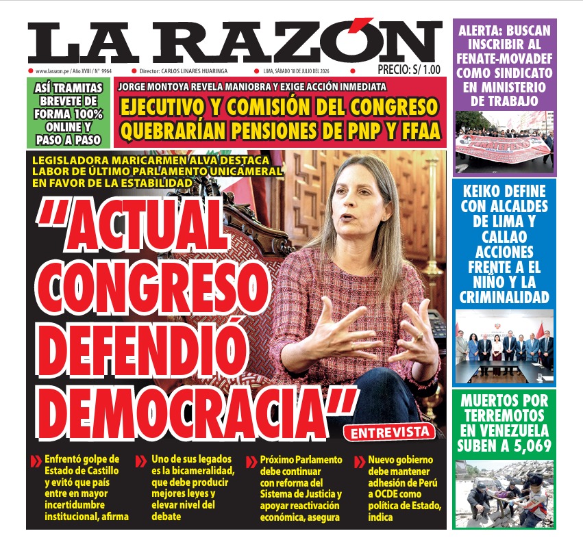 Portada Diario La Razón (18/07/2026)