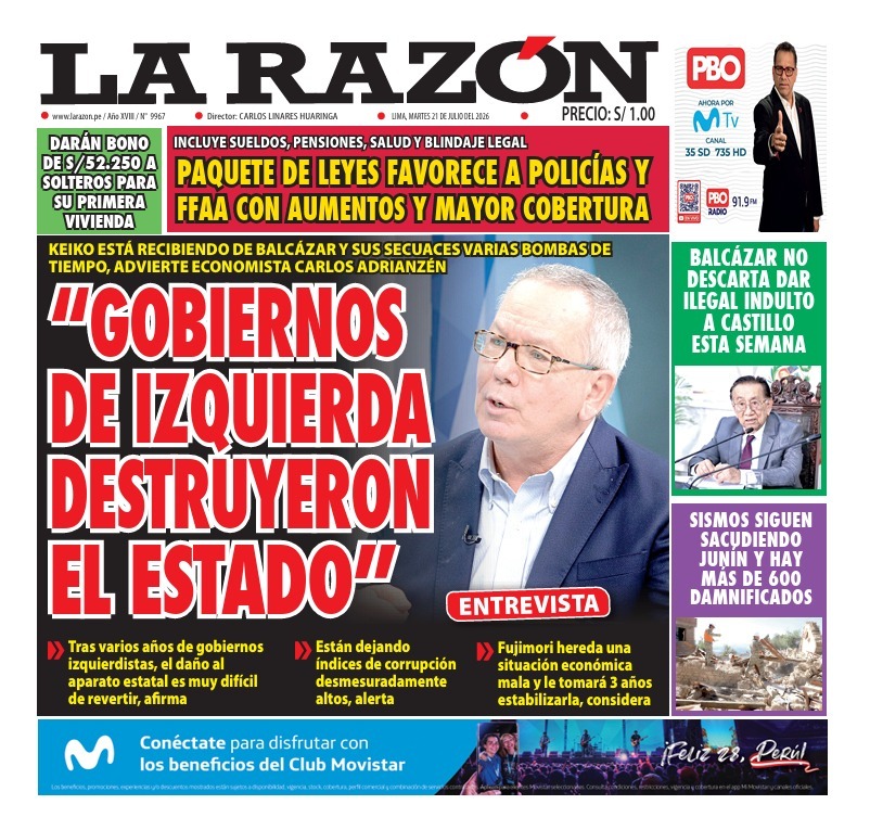 Portada Diario La Razón (21/07/2026)