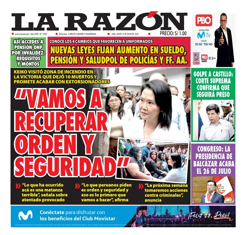 Portada Diario La Razón (23/07/2026)