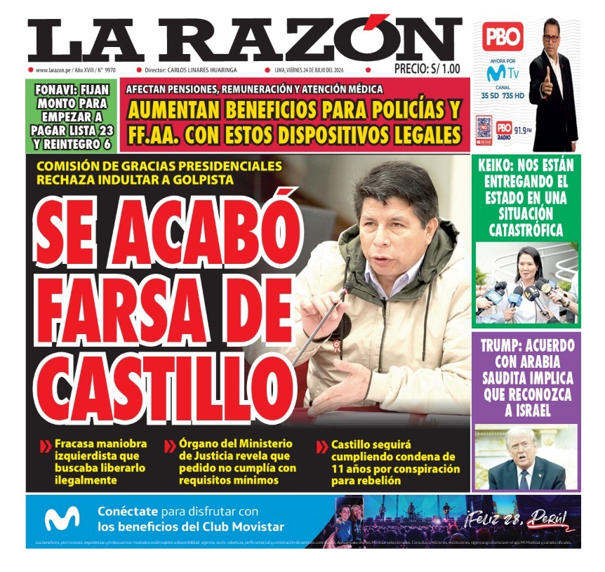 Portada Diario La Razón (24/07/2026)