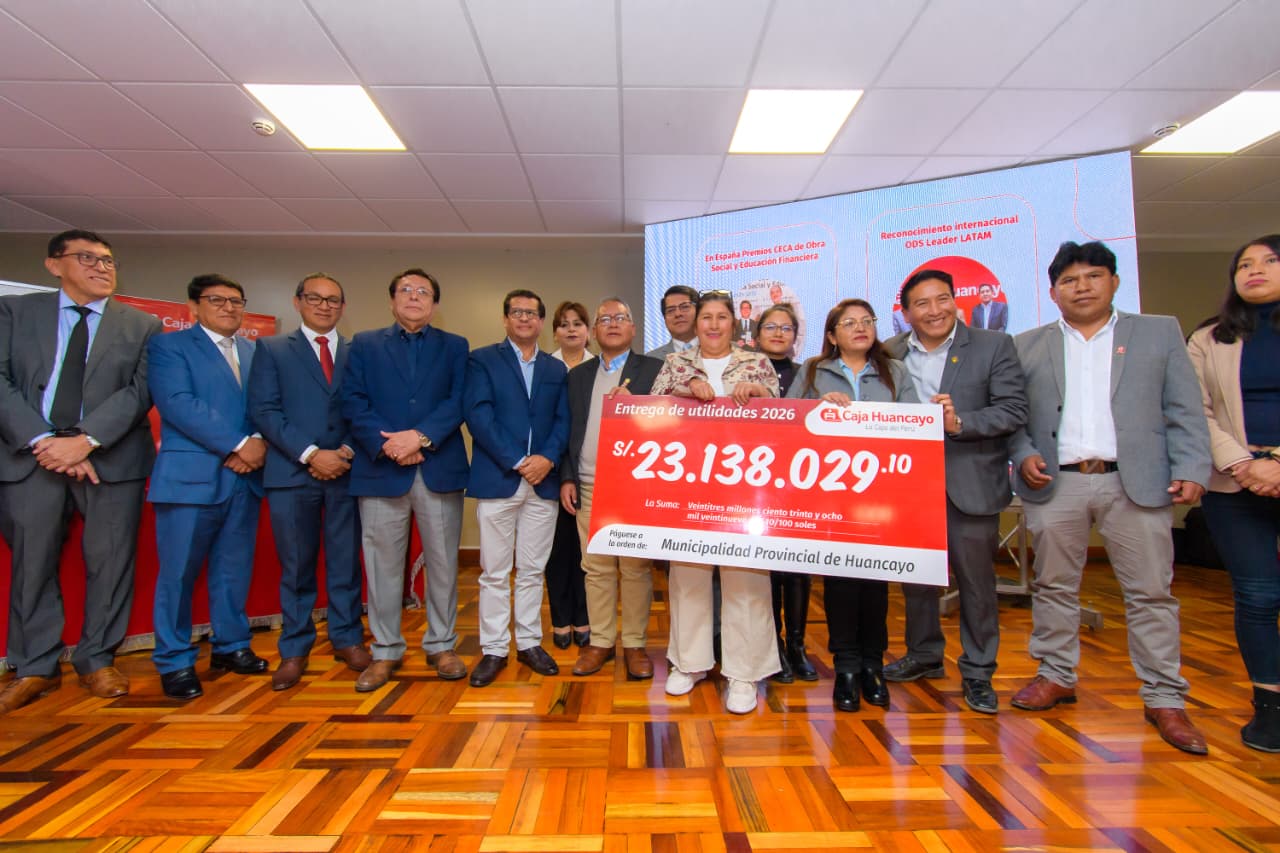 CAJA HUANCAYO TRANSFIERE S/ 23.1 MILLONES EN UTILIDADES A LA MUNICIPALIDAD DE HUANCAYO PARA FINANCIAR OBRAS PÚBLICAS