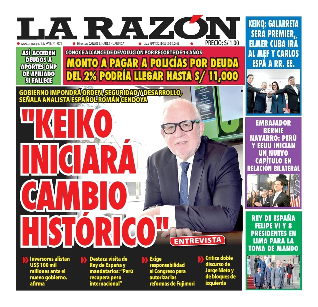 Portada Diario La Razón (28/07/2026)