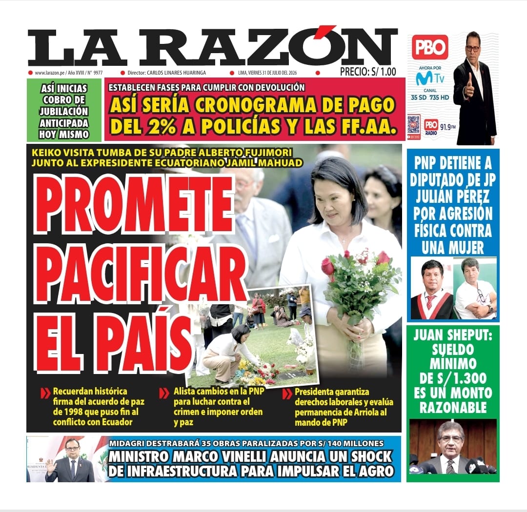 Portada Diario La Razón (31/07/2026)