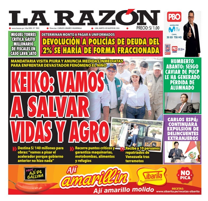 Portada Diario La Razón (4/08/2026)