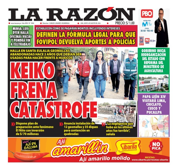 Portada Diario La Razón (6/08/2026)