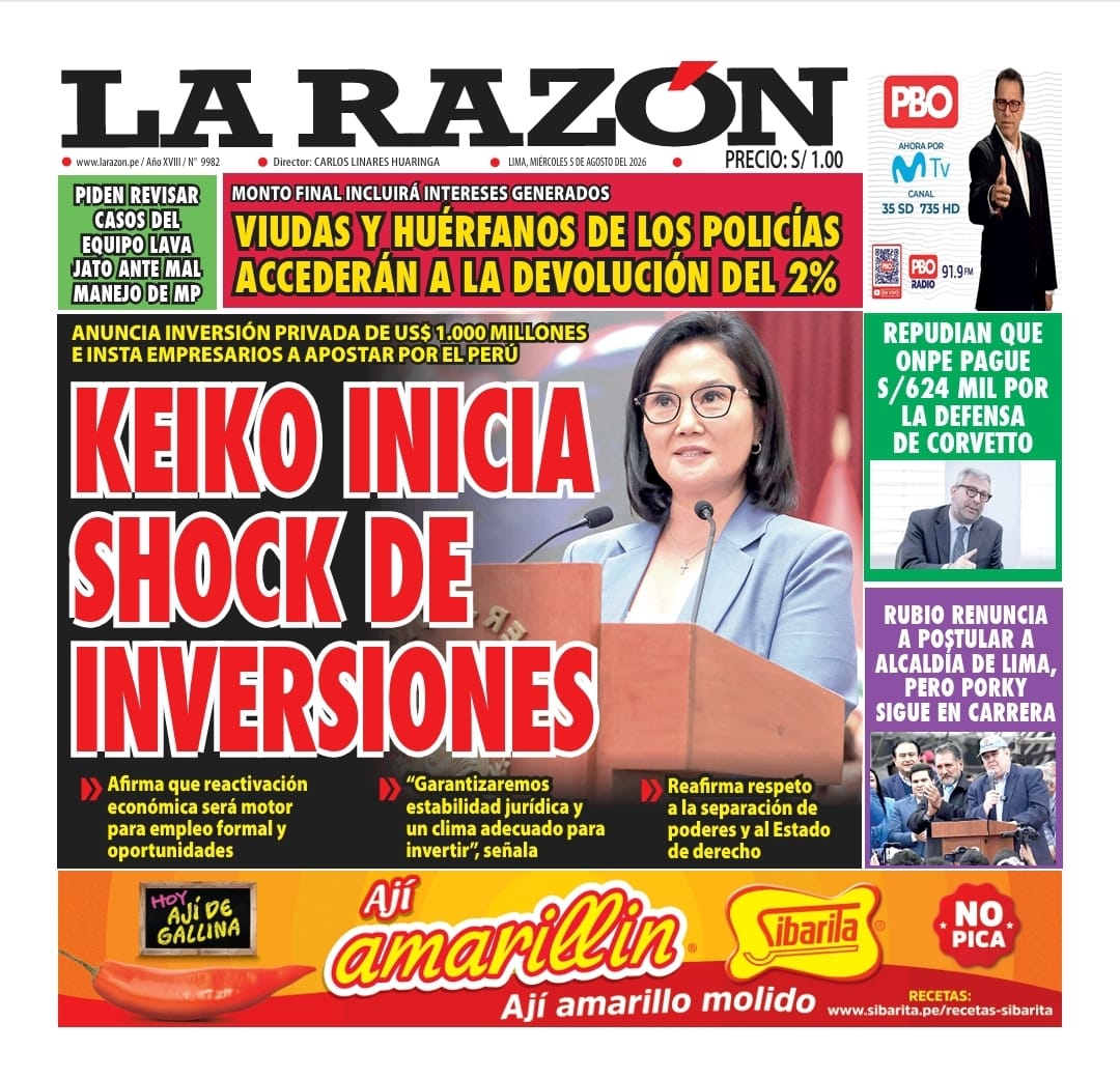 Portada Diario La Razón (5/08/2026)