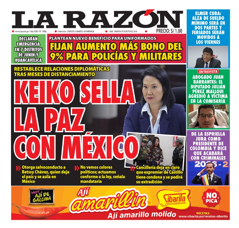Portada Diario La Razón (8/08/2026)