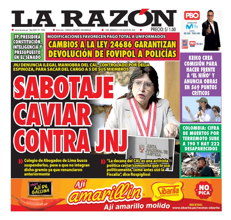 Portada Diario La Razón (12/08/2026)