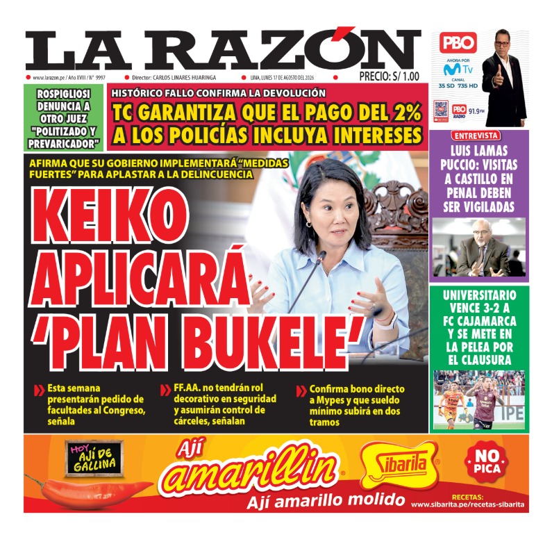 Portada Diario La Razón (17/08/2026)