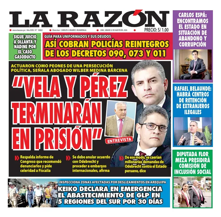 Portada Diario La Razón (22/08/2026)