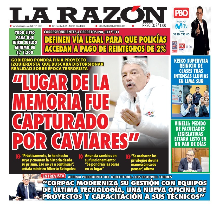 Portada Diario La Razón (25/08/2026)