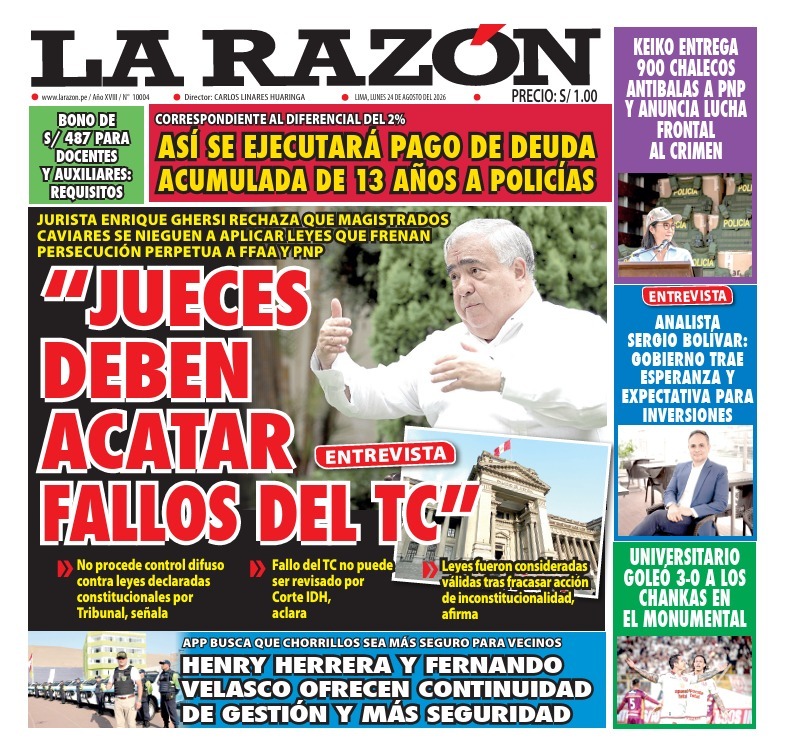 Portada Diario La Razón (24/08/2026)