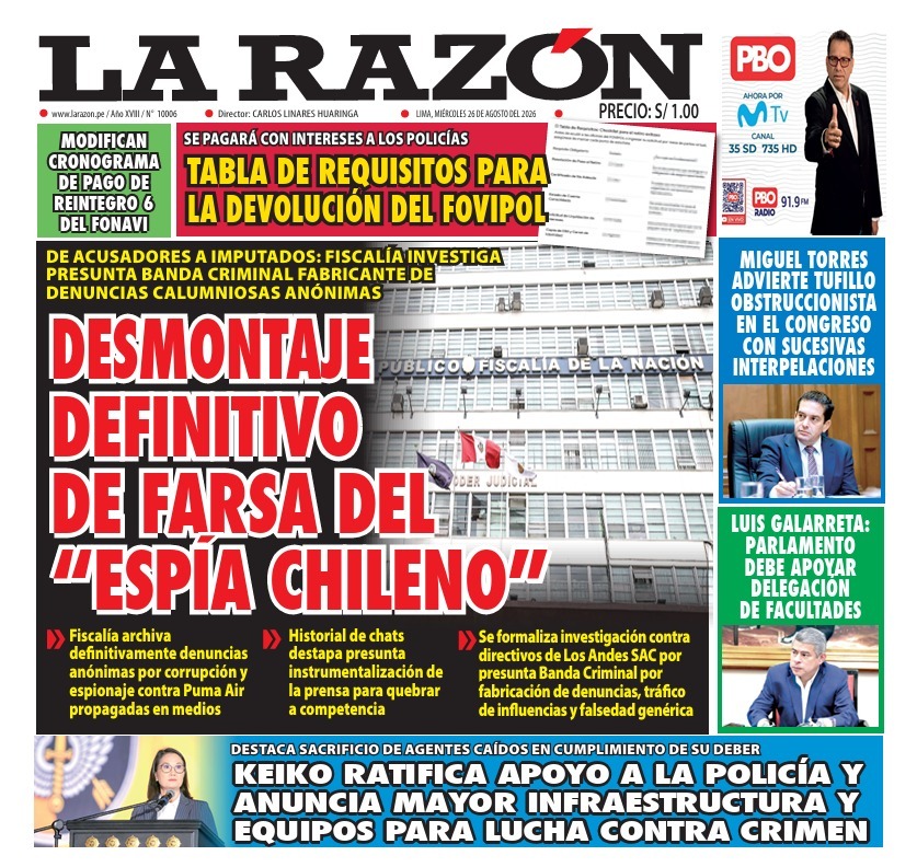 Portada Diario La Razón (26/08/2026)