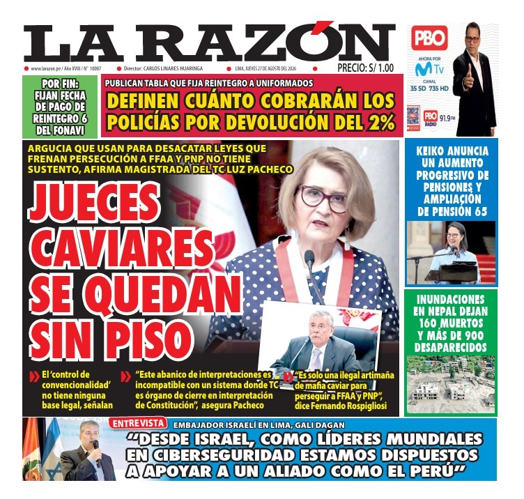 Portada Diario La Razón (27/08/2026)
