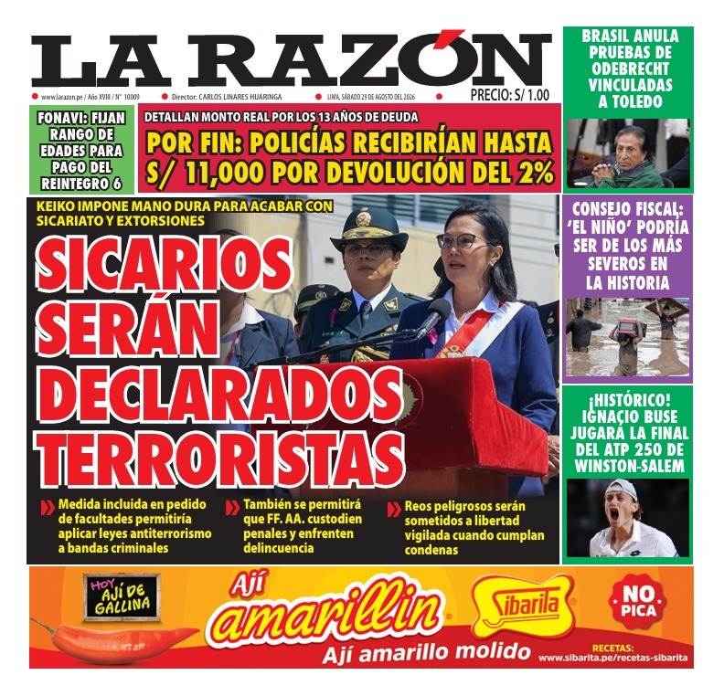 Portada Diario La Razón (29/08/2026)
