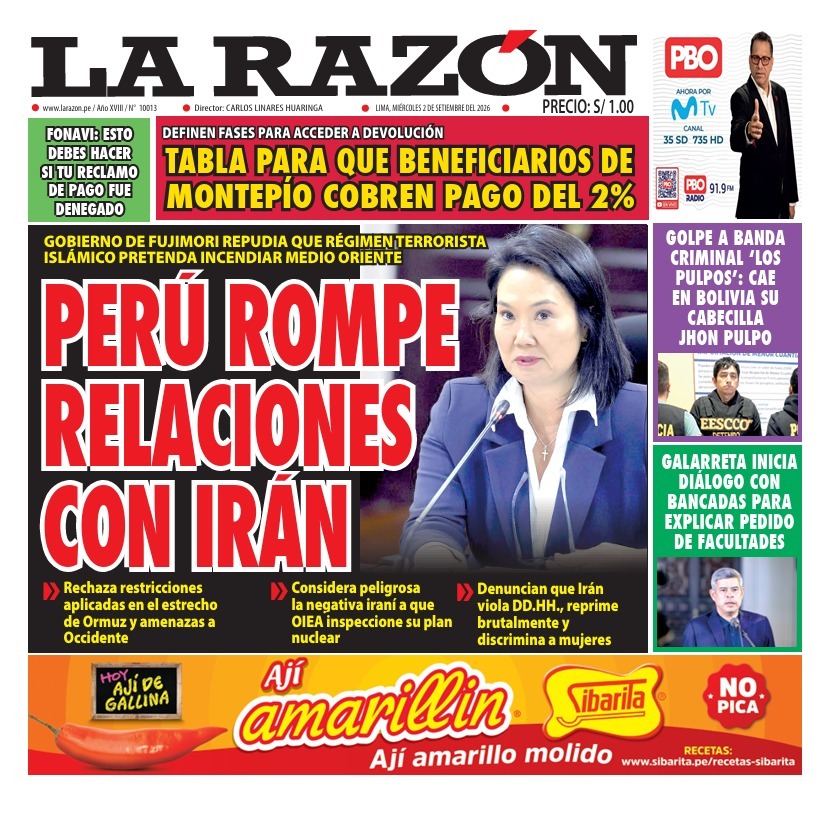 Portada Diario La Razón (2/09/2026)
