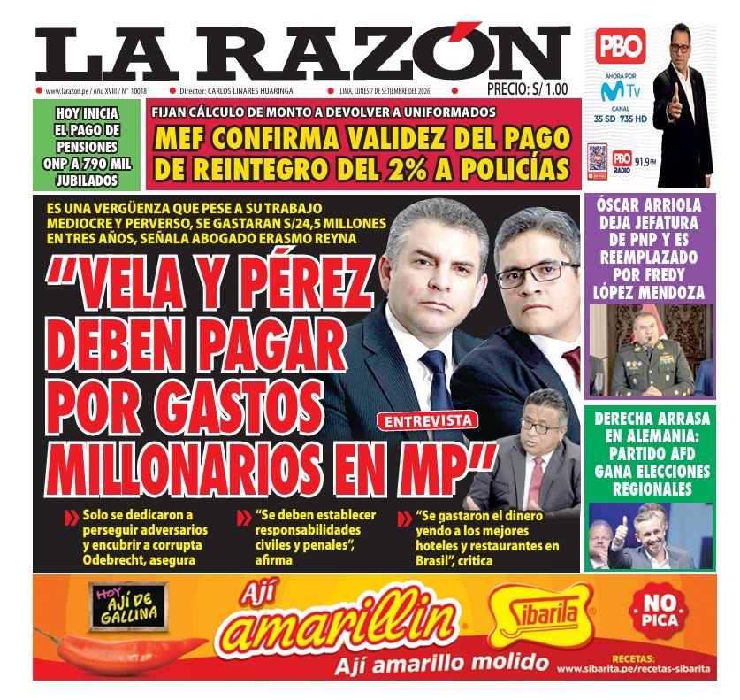 Portada Diario La Razón (7/09/2026)