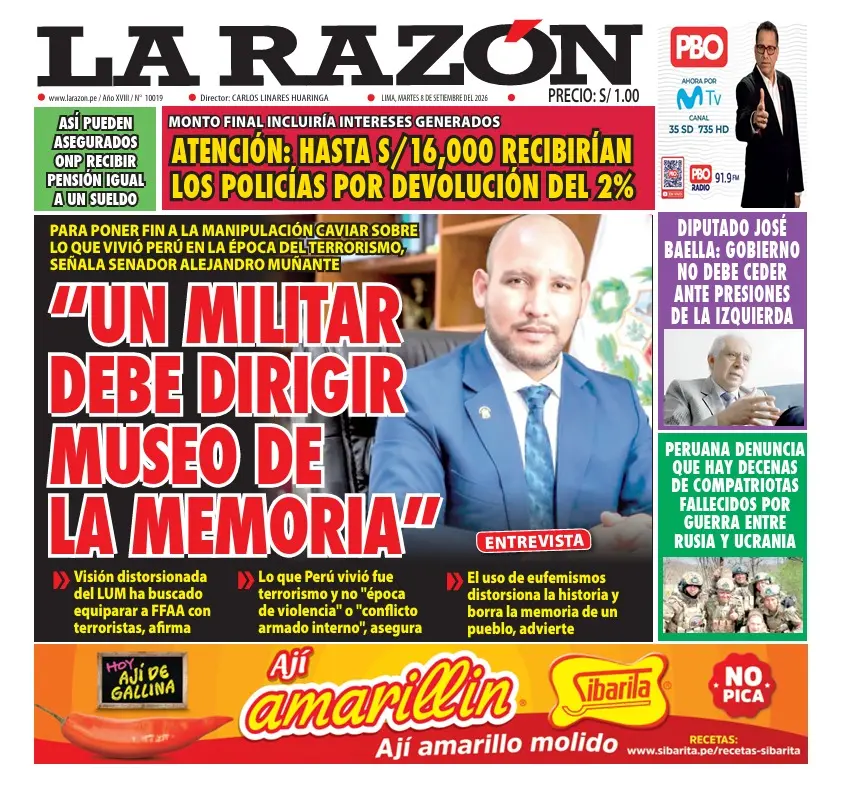 Portada Diario La Razón (8/09/2026)