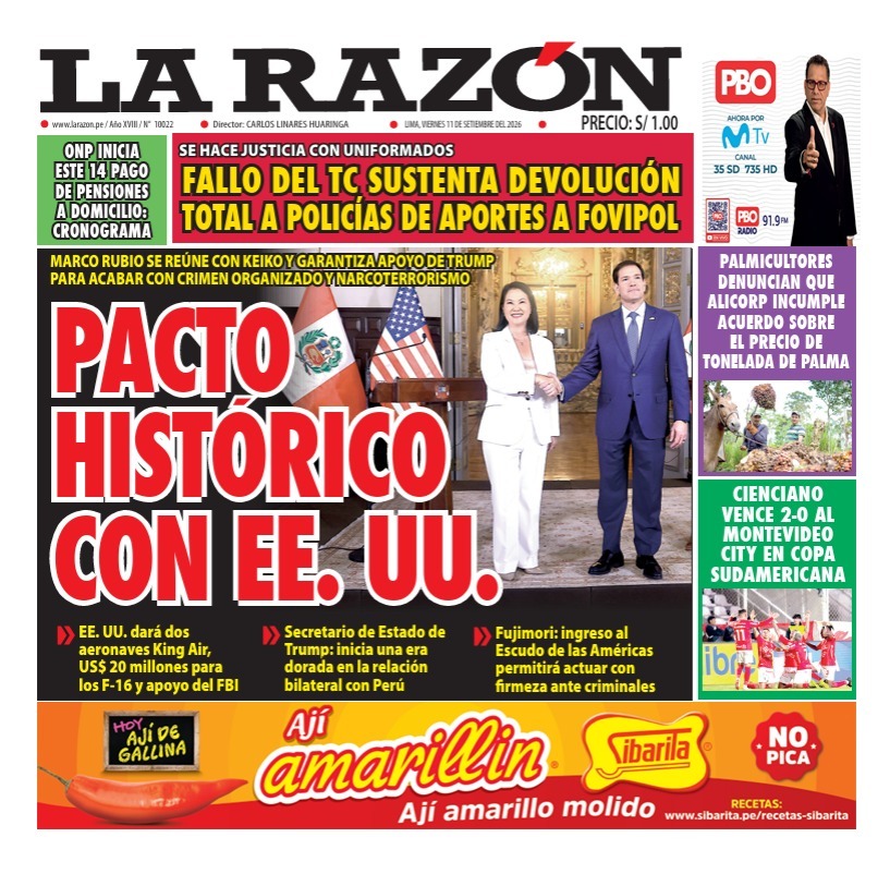 Portada Diario La Razón (11/09/2026)