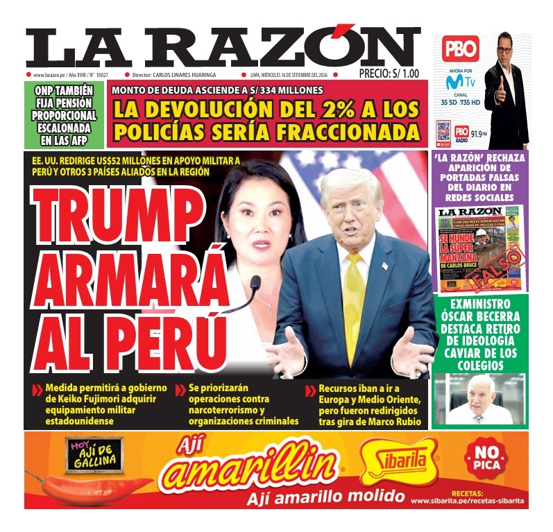 Portada Diario La Razón (16/09/2026)