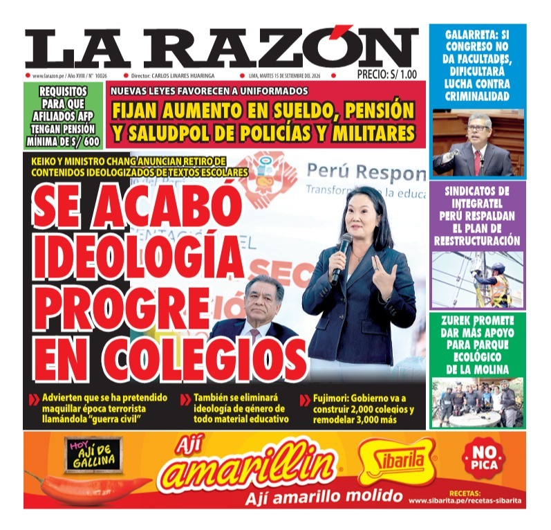 Portada Diario La Razón (15/09/2026)