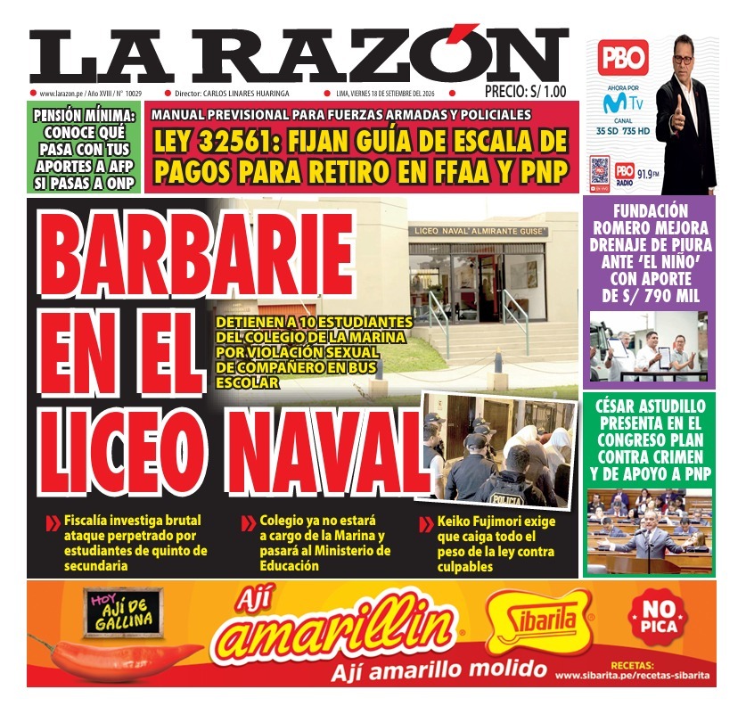 Portada Diario La Razón (18/09/2026)