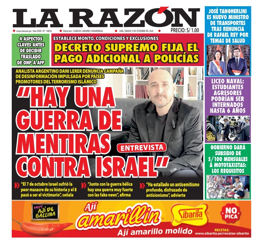 Portada Diario La Razón (19/09/2026)