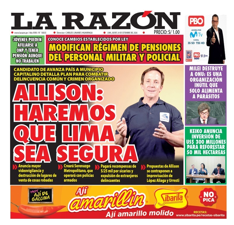 Portada Diario La Razón (24/09/2026)