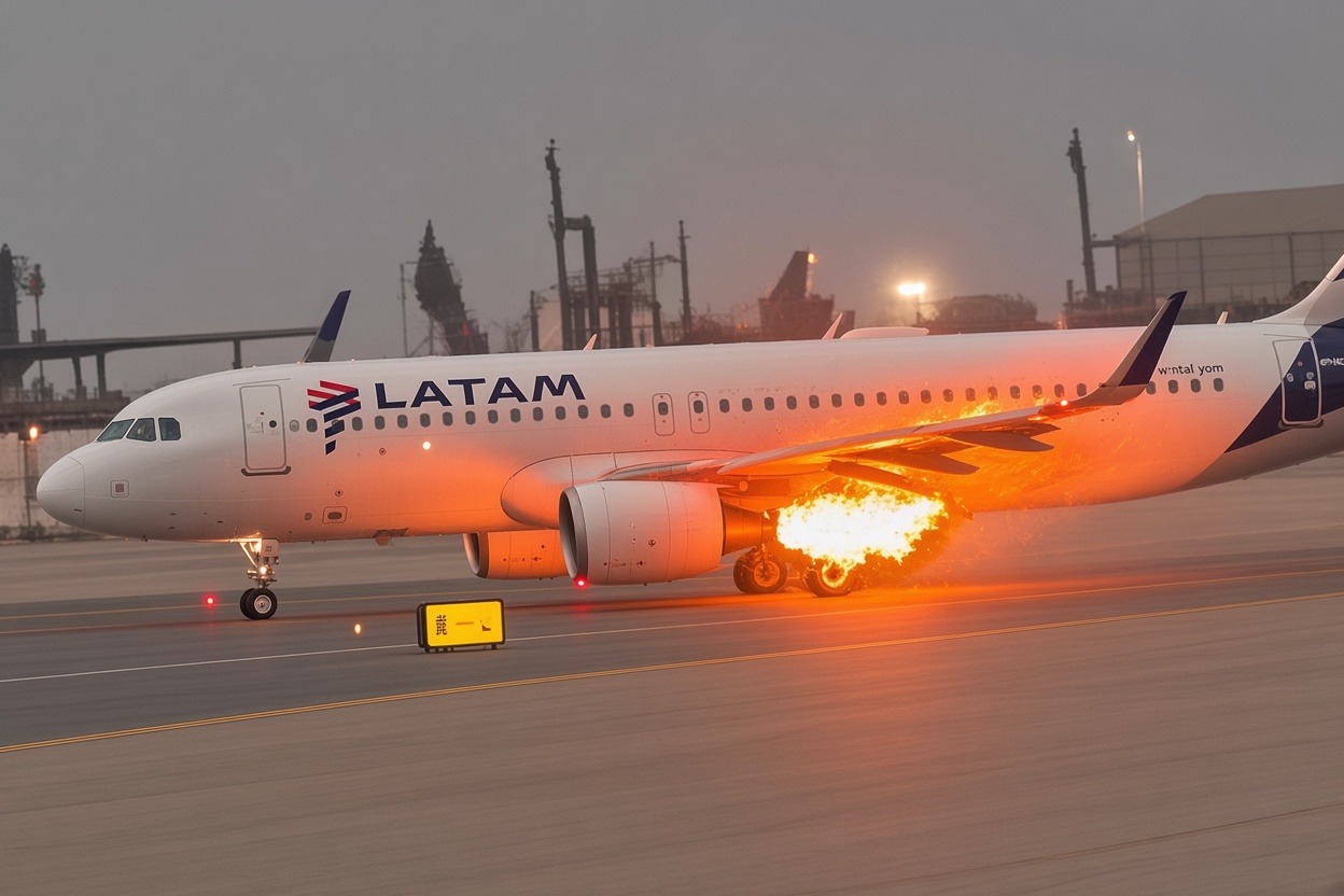 Avión de LATAM se incendia antes de despegar en Lima