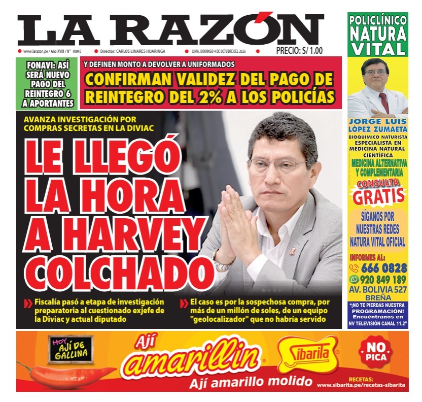 Portada Diario La Razón (4/10/2026)