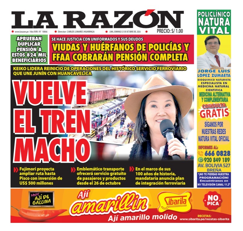 Portada Diario La Razón (25/10/2026)