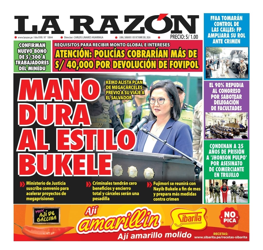 Portada Diario La Razón (3/10/2026)
