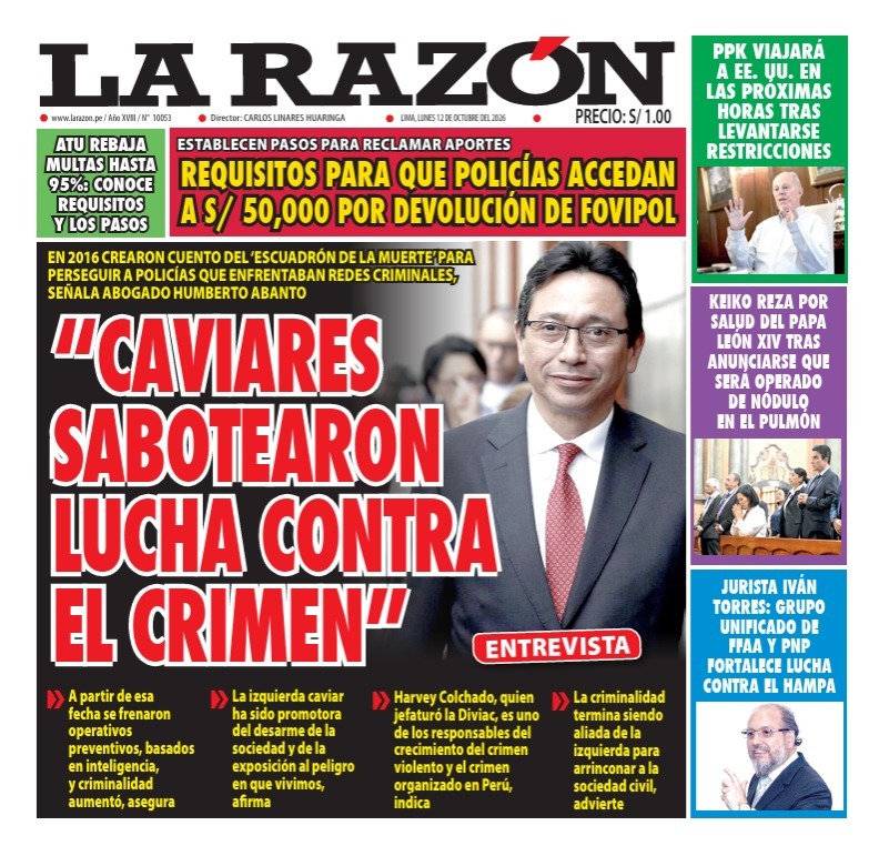 Portada Diario La Razón (12/10/2026)