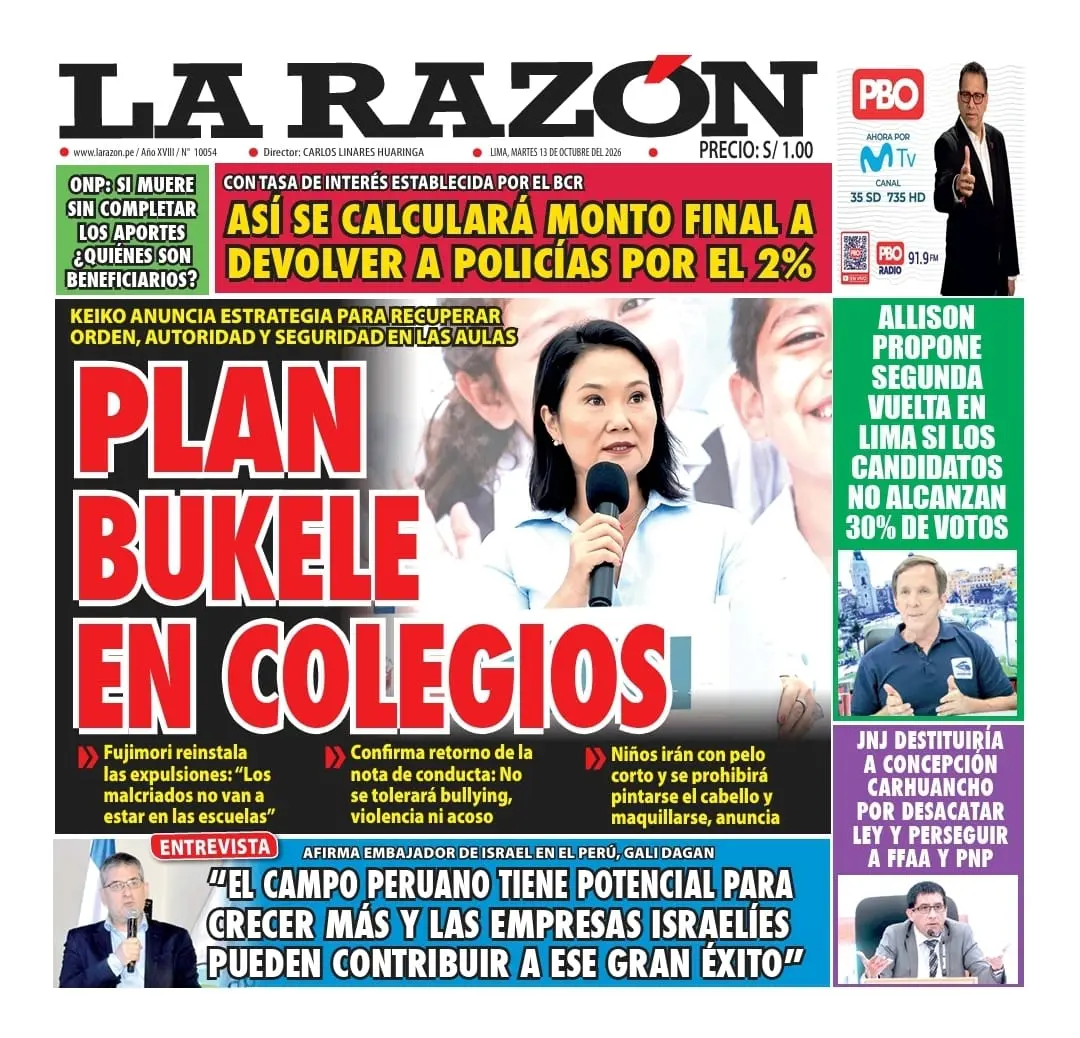 Portada Diario La Razón (13/10/2026)