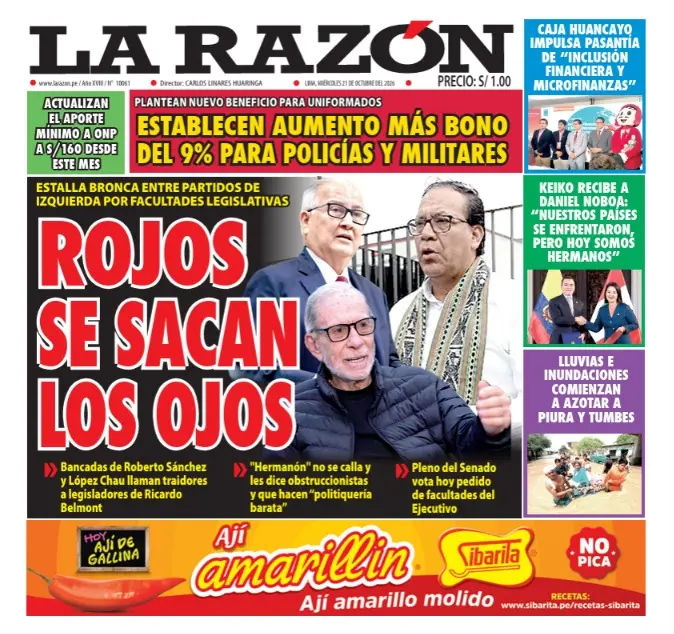 Portada Diario La Razón (21/10/2026)