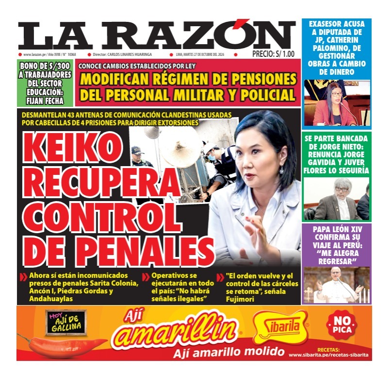 Portada Diario La Razón (27/10/2026)