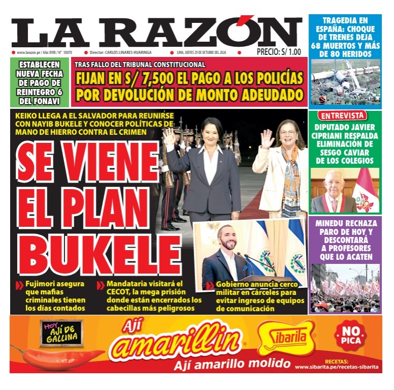 Portada Diario La Razón (29/10/2026)