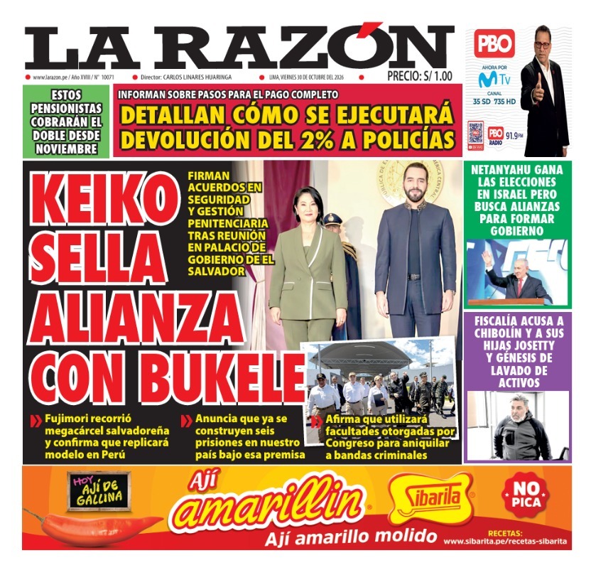 Portada Diario La Razón (30/10/2026)